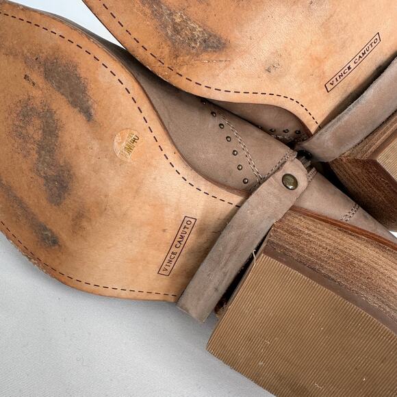 Vince Camuto Brown Leather Dorintina Studded Booties Size 10 - Picture 7 of 10